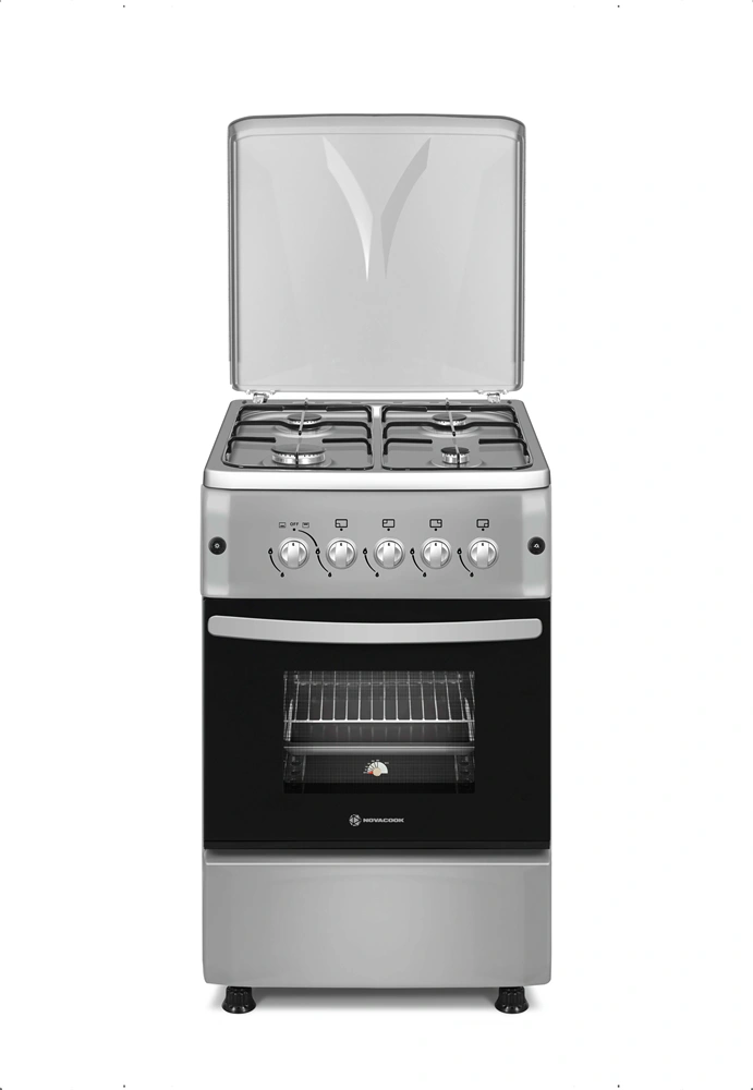 Novacook F5S40G2 INX inox, szabadonálló, gáz, főzőzóna: 4, sütő:54L, tűzhely (Újszerű)