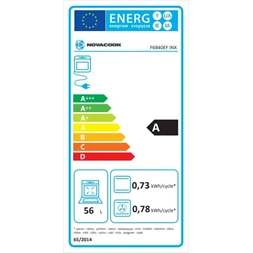 Novacook F6B40EF INX inox, szabadonálló, gáz, kombinált, főzőzóna: 4, sütő:66L, grill, tűzhely (Újszerű)