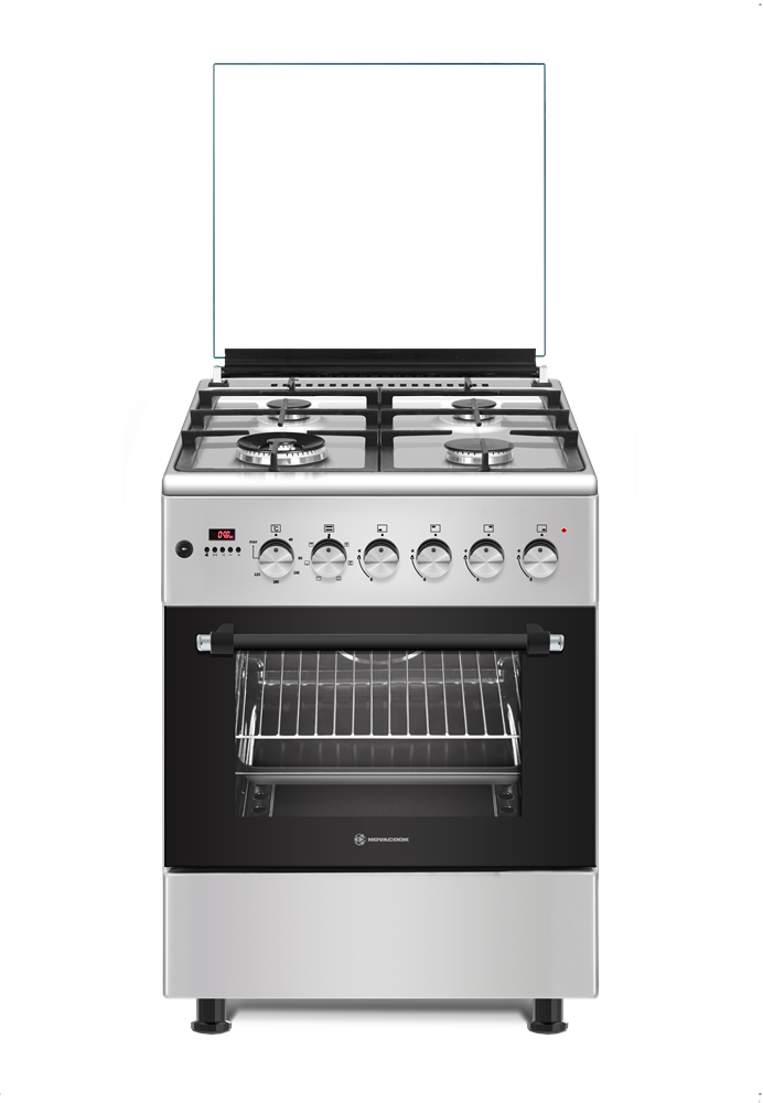 Novacook F6TS40EG-HI Exclusive Line 60 inox, szabadonálló, gáz, kombinált, főzőzóna: 4, sütő:56L, grill, tűzhely