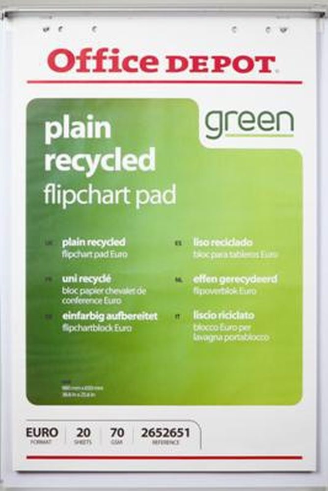 Office Depot/Viking 5 tömb újrahasznosított sima flipchart papír