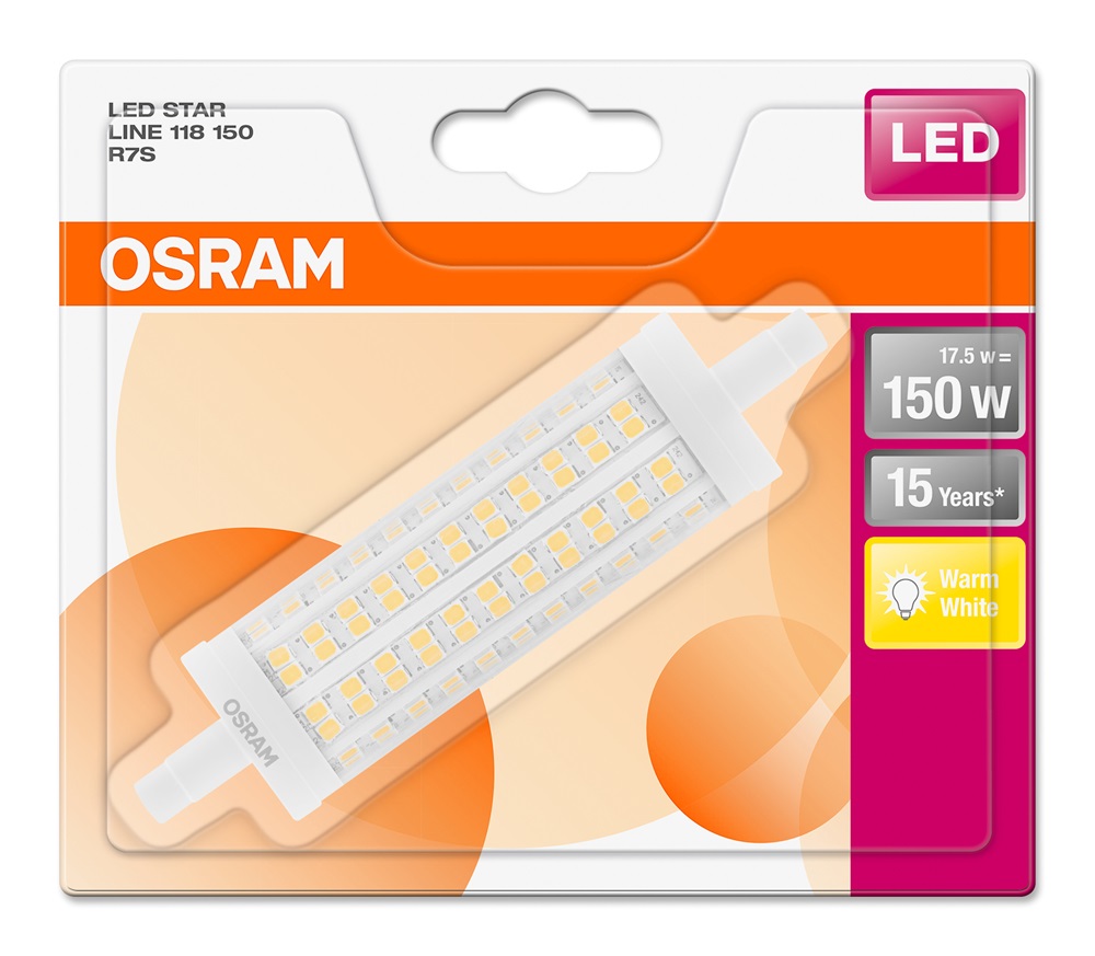Osram Star műanyag búra/17,5W/2452lm/2700K/R7s LED ceruza