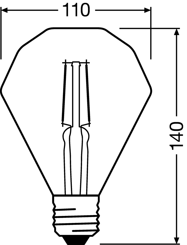 Osram Vintage LED gyémánt forma/átlátszó üveg búra/4,5W/470lm/2500K/E27 LED gyémánt forma izzó