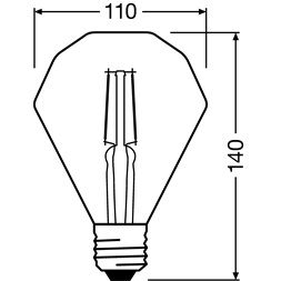 Osram Vintage LED gyémánt forma/átlátszó üveg búra/4,5W/470lm/2500K/E27 LED gyémánt forma izzó