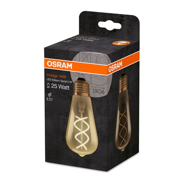 Osram Vintage átlátszó üveg búra/5W/250lm/2000K/E27 LED Edison körte izzó