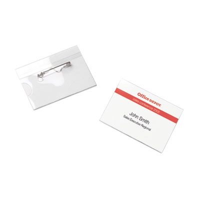 Office Depot 90x60mm fekvő biztosítótűs 50db névkitűző (Újracsomagolt)