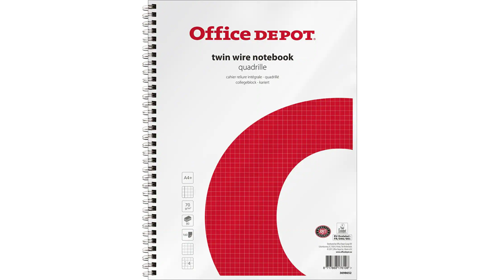 Office Depot A4+ 5db/csomag lefűzhető kockás spirálfüzet