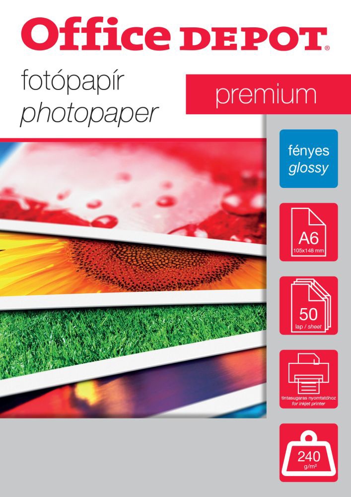 Office Depot Premium A6 240g fényes 50db fotópapír