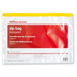 Office Depot A3 5db/cs áttetsző cipzáras tasak