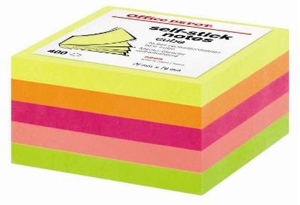 Office Depot 76x76mm öntapadós neon kockatömb 400lap
