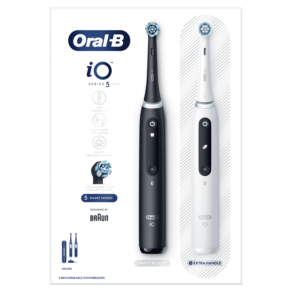 Oral-B iO Series 5 2 db-os matt fekete+fehér elektromos fogkefe szett