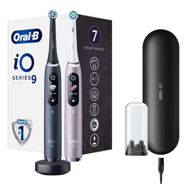 Oral-B iO Series 9 2 db-os fekete és rózsaszín elektromos fogkefe szett