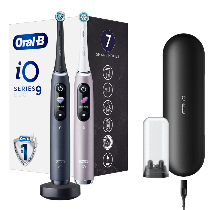 Oral-B iO Series 9 2 db-os fekete és rózsaszín elektromos fogkefe szett
