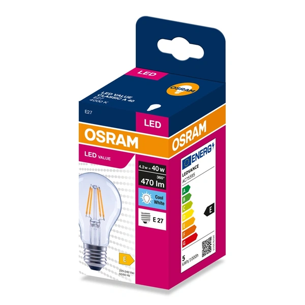 Osram CLA40 4,2W/230V filament E27 LED fényforrás