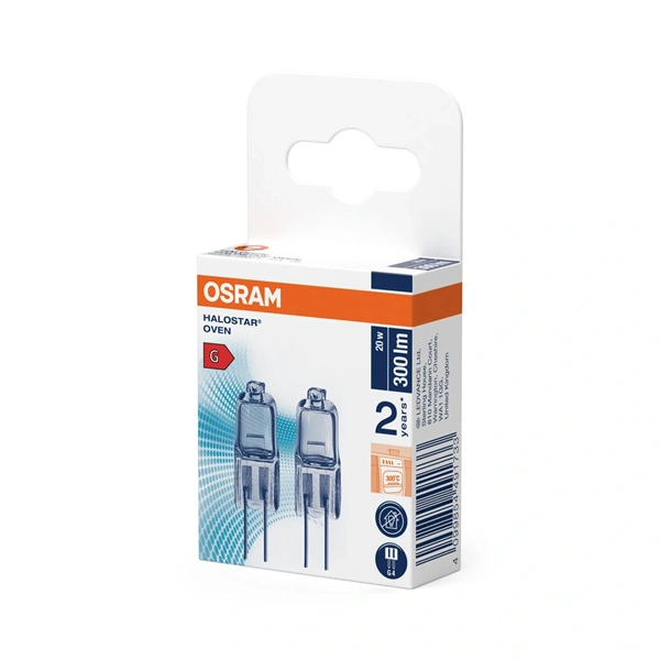 Osram HALOSTAR OVEN 20 W 12 V G4 sütő izzó 2db/csomag