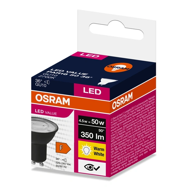 Osram LED VALUE PAR16 BLACK 50 4.5 W/2700 K GU10 LED fényforrás