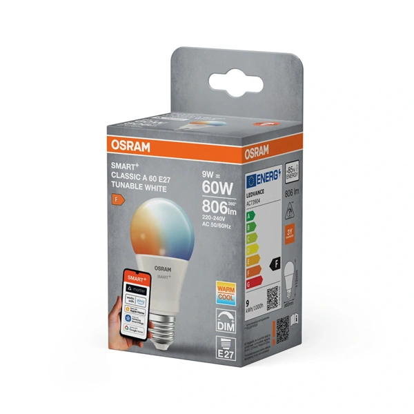 Osram SMART+ MATTER A60 körte TW, állith.színhőm, 2700K, matt, E27 fényforrás