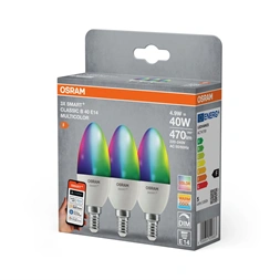Osram SMART+ MATTER B40 gyertya RGBW, állíth.színhőm.4,9W E14 3DB fényforrás