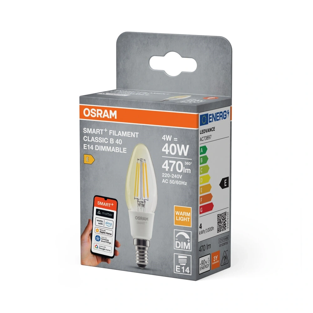 Osram SMART+ MATTER Classic filament H40W,dimm.4W,2700K,E14 fényforrás