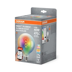 Osram SMART+ MATTER G125 filament RGBW, H40W, állíth.színhőm, 4, 8W, E27 fényforrás