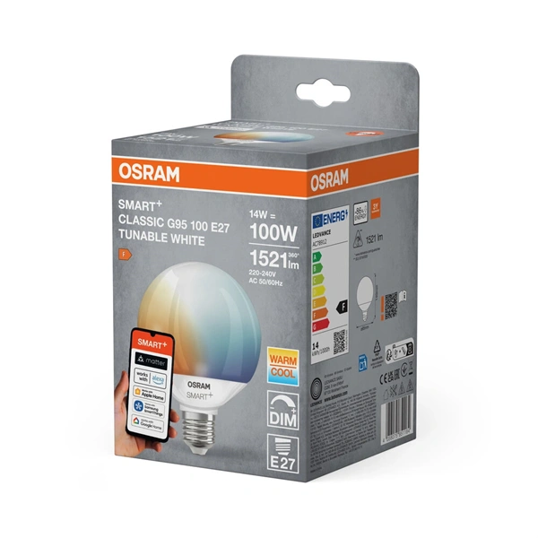 Osram SMART+ MATTER G95, H100W 2700K, állíth.színhőm. matt, E27 fényforrás