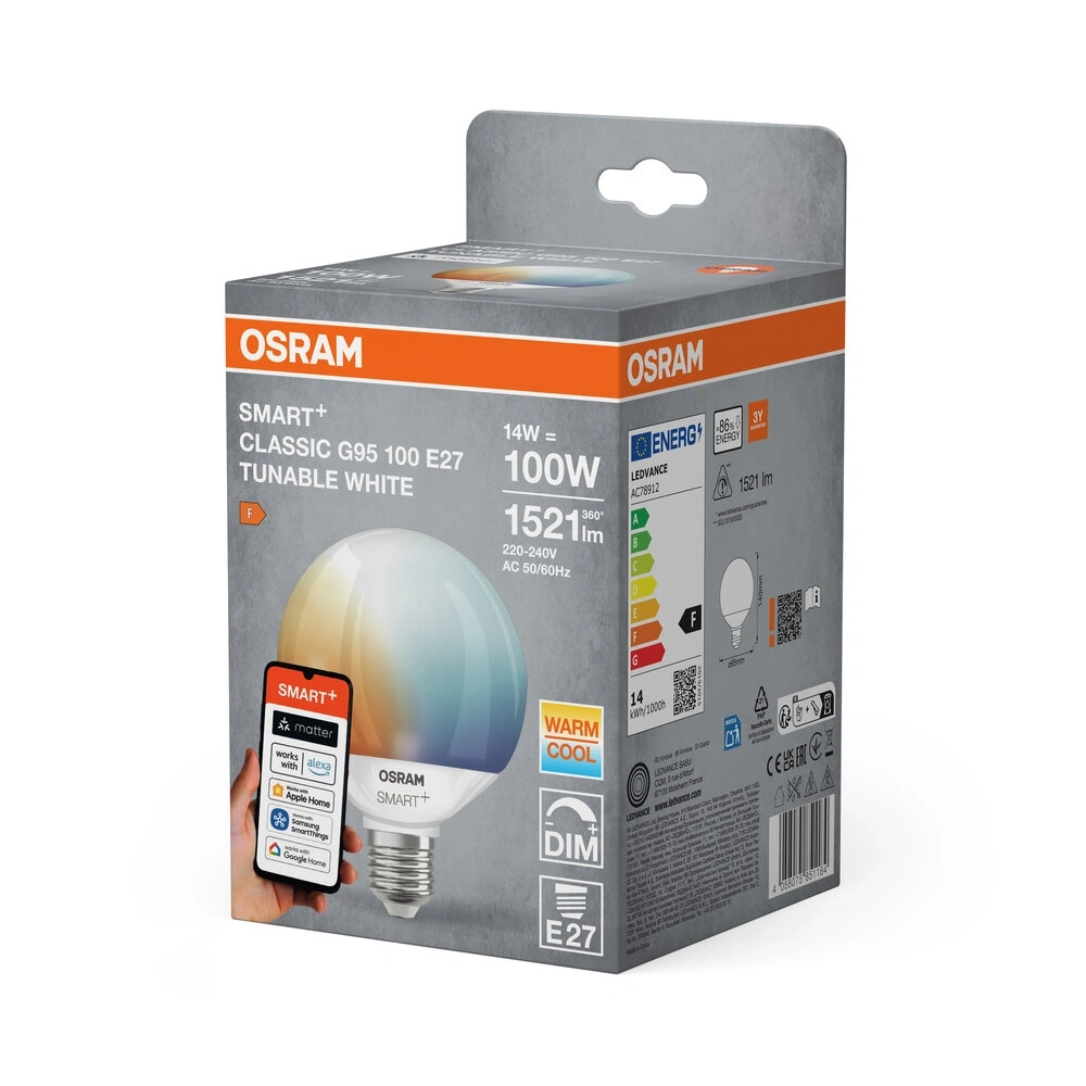 Osram SMART+ MATTER G95, H100W 2700K, állíth.színhőm. matt, E27 fényforrás