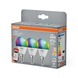 Osram SMART+ MATTER mini globe RGBW, állíth.színhőm.4,9W E14 3DB fényforrás