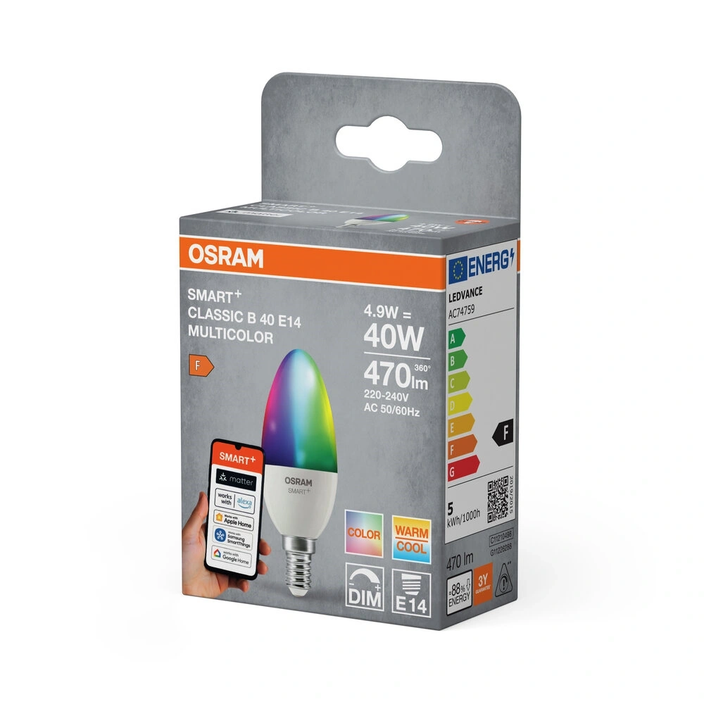 Osram SMART+ MATTER mini globe RGBW, állíth.színhőm. matt, 4,9W E14 fényforrás