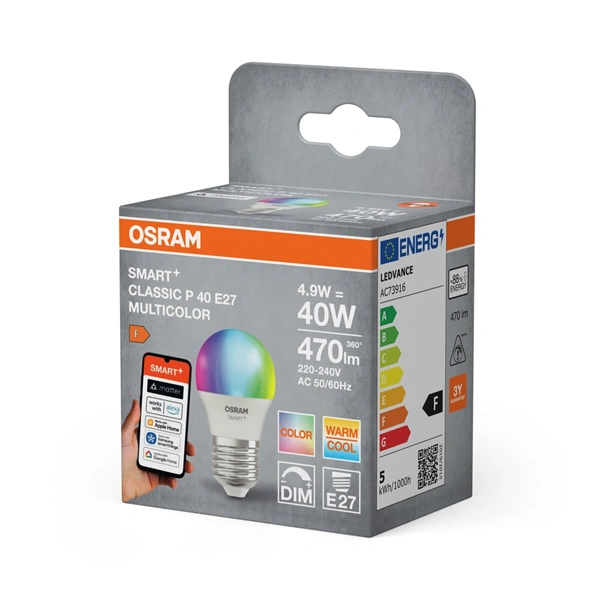 Osram SMART+ MATTER mini globe RGBW, állíth.színhőm.matt, 4, 9W E27 fényforrás