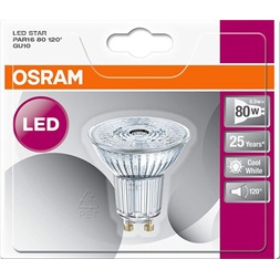 Osram Star PAR16 üveg ház/6,9W/575lm/4000K/GU10/230V/120fok/83lm/W LED spot izzó