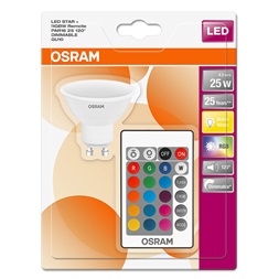 Osram Star+ RGBW/műanyag ház 4,5W/250lm/2700K/GU10 távirányítható LED PAR16 spot izzó