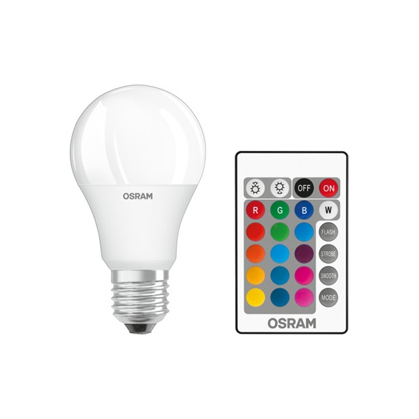Osram Star+ RGBW/matt búra/9W/806lm/2700K/E27 távirányítható LED körte fényforrás