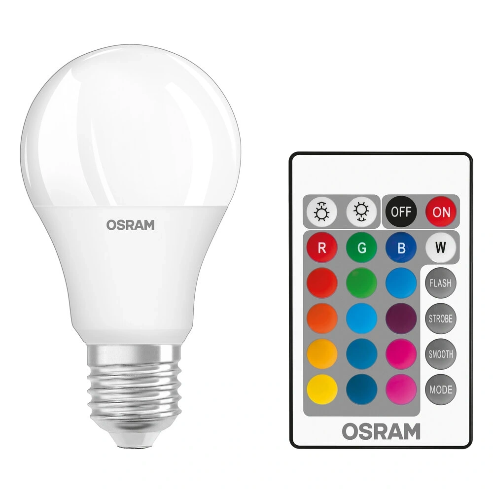 Osram Star+ RGBW/matt búra/9W/806lm/2700K/E27 távirányítható LED körte fényforrás
