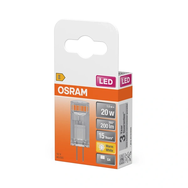 Osram Star átlátszó búra/1,5W/827lm/2700K/G4/12V LED kapszula