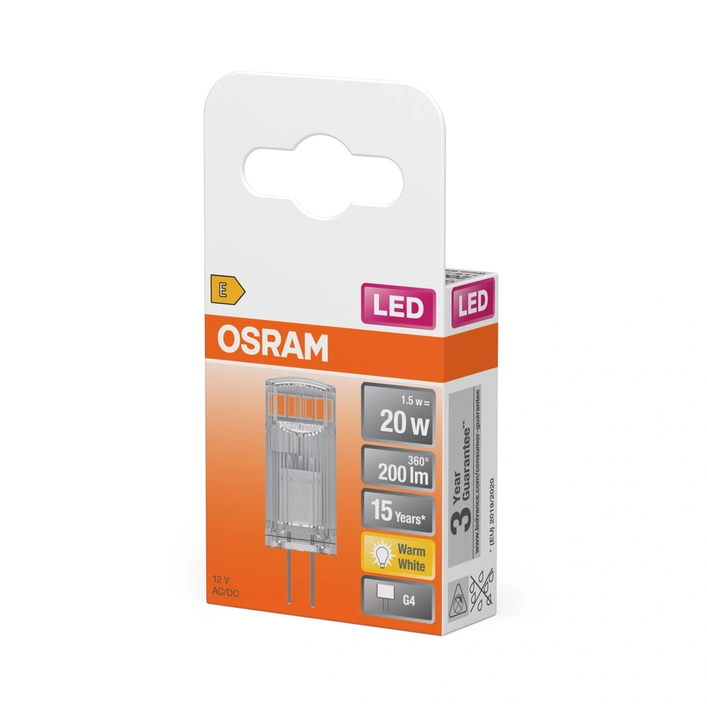 Osram Star átlátszó búra/1,5W/827lm/2700K/G4/12V LED kapszula