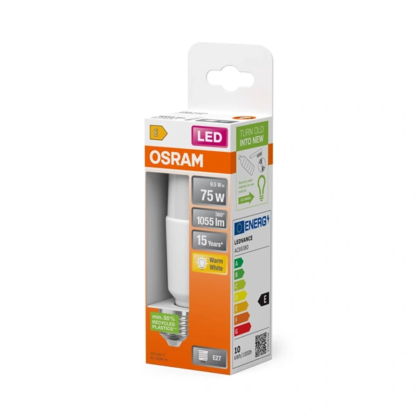 Osram Star matt búra/10W/1050lm/2700K/E27 rúd alakú LED izzó