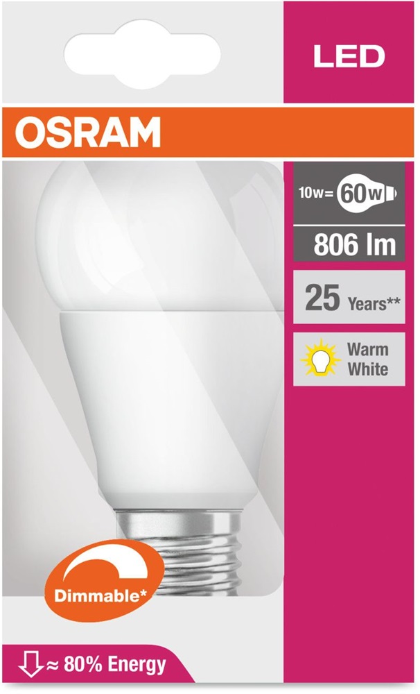 Osram Superstar matt búra/8,8W/806lm/2700K/E27 dimmelhető LED körte izzó