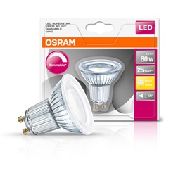 Osram Superstar PAR16 üveg ház/8W/575lm/2700K/GU10/230V/120fok dimmelhető LED spot izzó