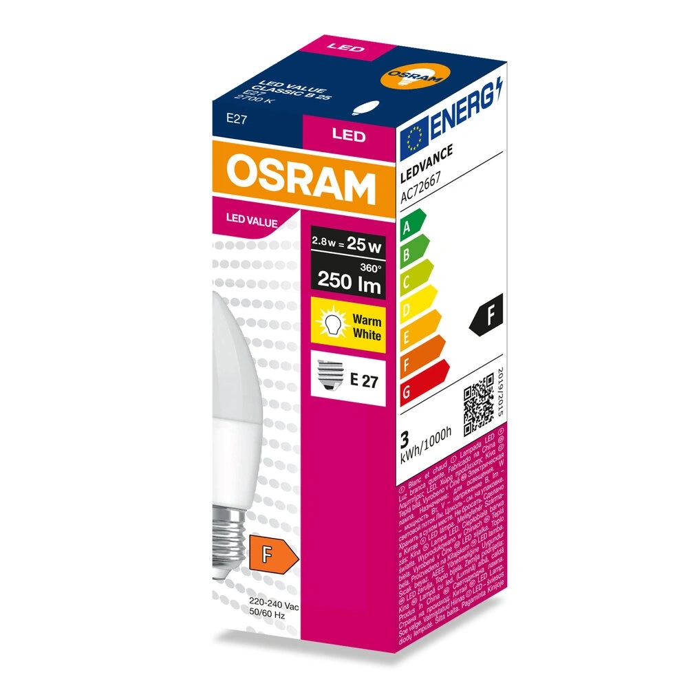 Osram Value B25 2,8W/827 E27 LED fényforrás