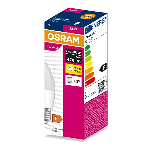 Osram Value B40 4,9W/827 E27 LED fényforrás