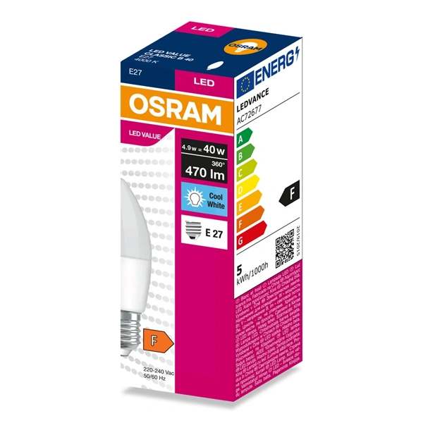 Osram Value B40 4,9W/840 E27 LED fényforrás