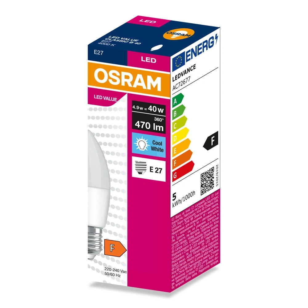 Osram Value B40 4,9W/840 E27 LED fényforrás