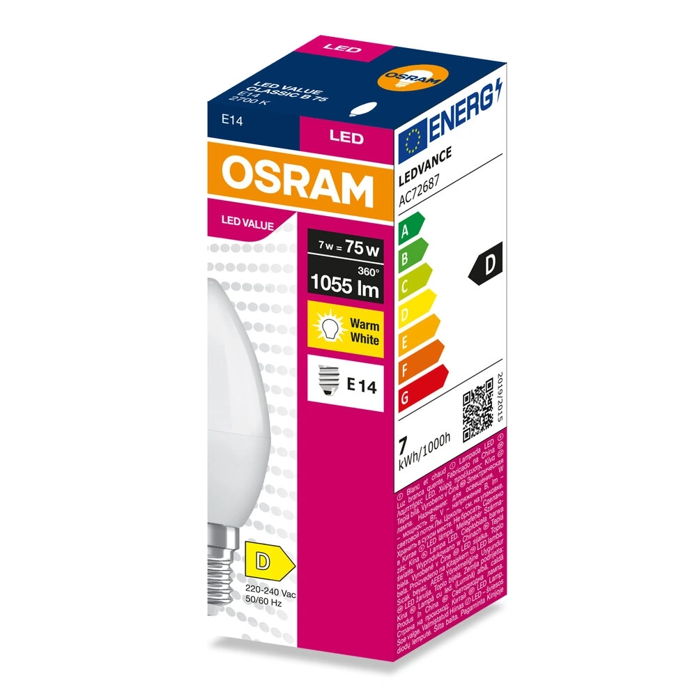 Osram Value B75 7W/827 E14 LED fényforrás