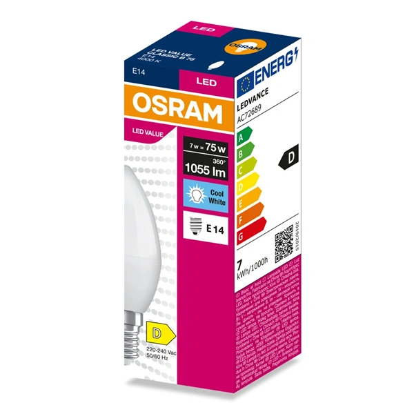 Osram Value B75 7W/840 E14 LED fényforrás