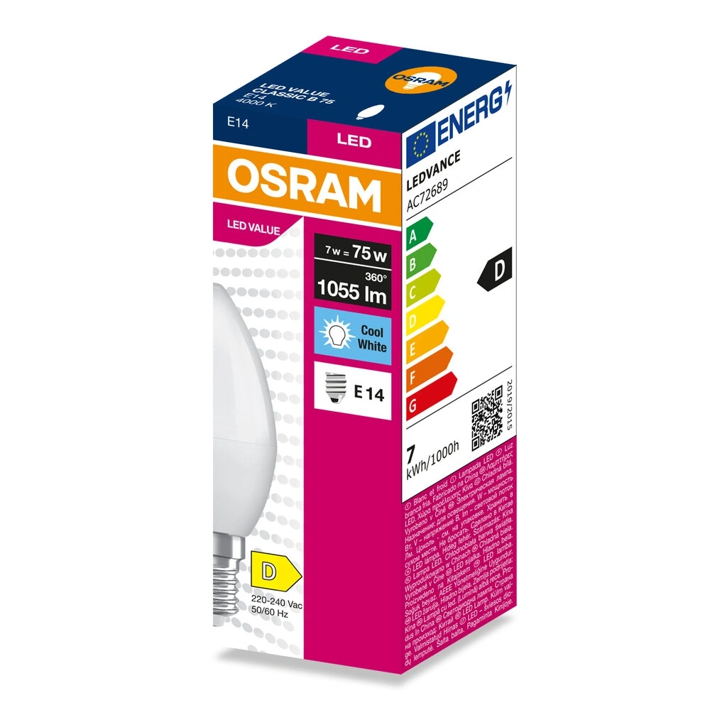 Osram Value B75 7W/840 E14 LED fényforrás