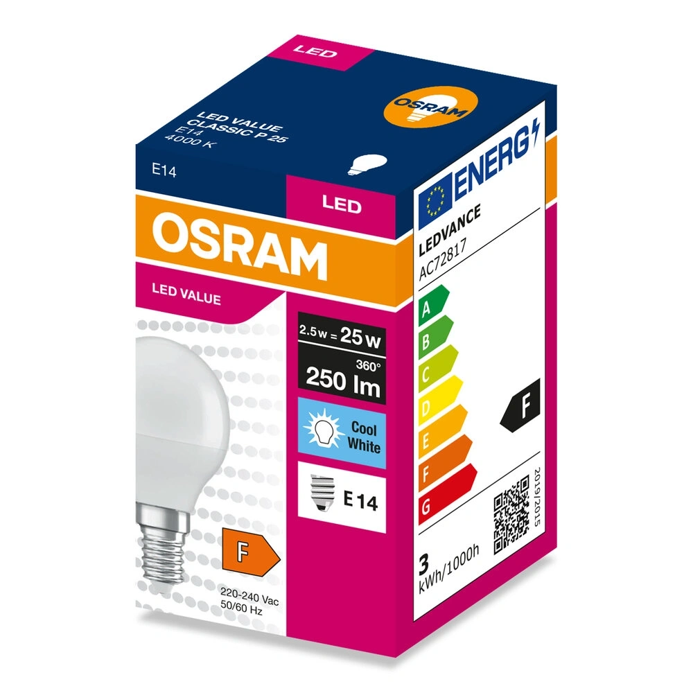 Osram Value P25 2,5W/840 E14 LED fényforrás