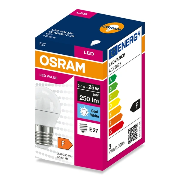 Osram Value P25 2,5W/840 E27 LED fényforrás