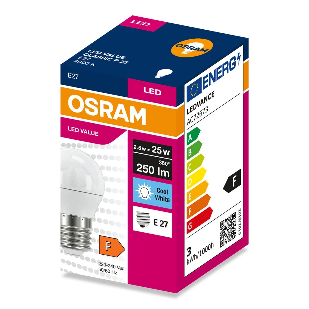 Osram Value P25 2,5W/840 E27 LED fényforrás