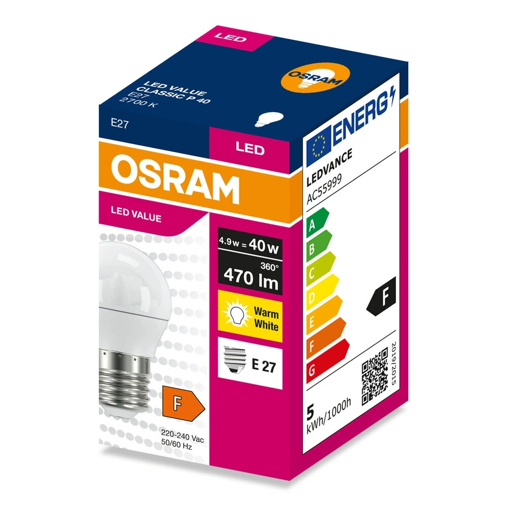 Osram Value P40 4,9W/827 E27 LED fényforrás
