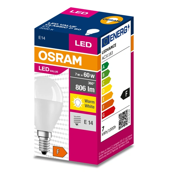 Osram Value P60 7W/830 E14 LED fényforrás