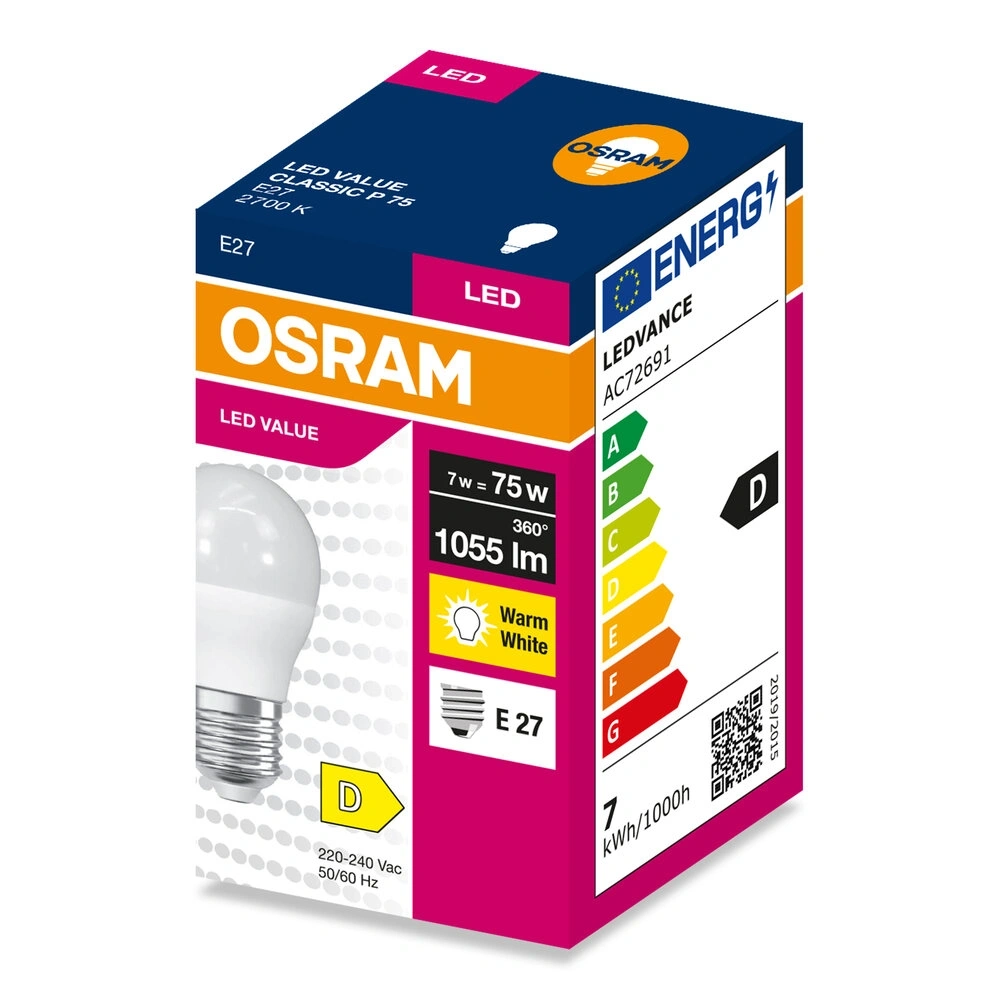 Osram Value P75 7W/827 E27 LED fényforrás